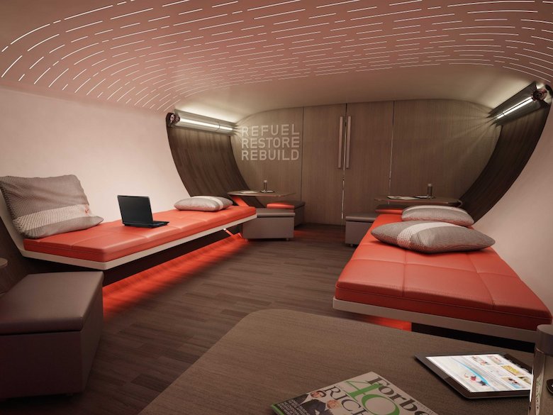 Lounge a bordo do avião Nike-Teague
